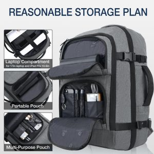 Dinictis Travel Backpack Carry on Flight Approved, Backpack Suitcase for Travel, Personal Item Travel Bag fits 17 inch Laptop- Dark grey