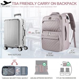 EMPSIGN Carry on Travel Backpack for Women & Men, 17 inch Large TSA Friendly Laptop Backpack with USB Port, Airline Approved Carry On Luggage, Travel Essentials, Weekender Overnight Bags, Grey Pink