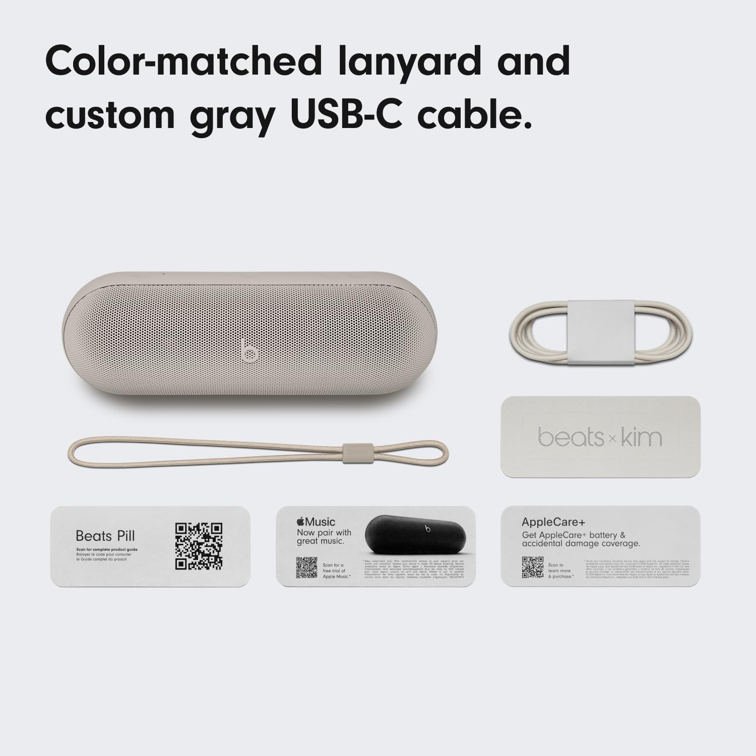 Beats Pill x Kim Kardashian - Wireless Bluetooth Speaker and Portable Charger via USB-C - Up to 24 Hours Battery Life, IP67 Water Resistant, Apple & Android Compatible, Built-in Mic – Light Gray - Image 6
