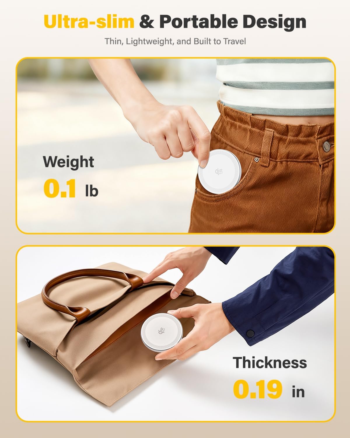 25W Magnetic Wireless Charger for iPhone 17/16, Qi2 Fast Charging Pad for iPhone 17/16/15/14/13/12 Series for AirPods, Strong Magnet, Ultra-Thin &Portable Charger Mat for Desk & Bedside (Ivory, 2Pack) - Image 5