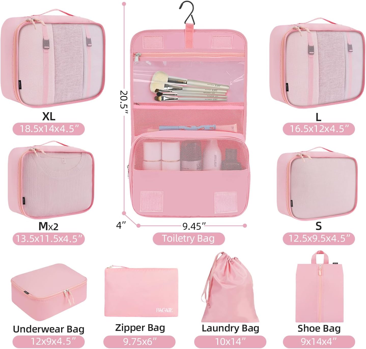 BAGAIL 6 Set/8 Set/10 Set Packing Cubes Various Sizes Packing Organizer for Travel Accessories Luggage Carry On Suitcase - Image 2