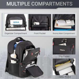 40L Expandable Laptop Backpack, Anti-thief Travel Backpack with USB Charging Port, Airline Approved Business Waterproof Carry on Luggage, Fits 15.6″ Laptop for Men Women