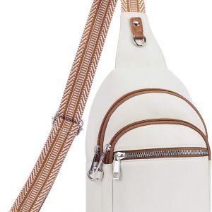 Anti Theft Crossbody Bags for Women Travel Chest Sling Bag Leather RFID Purse Fanny Pack Beige