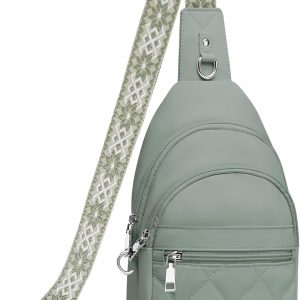 Sling Bag for Women, Anti-Theft RFID Crossbody Bag Nylon Sling Purse for Travel, Puffy Small backpack for Daily Hiking Sports Green