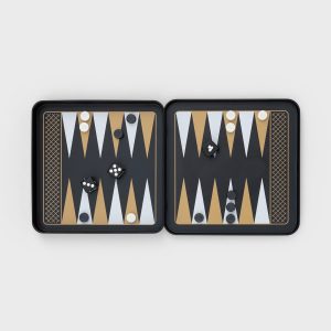 Iron & Glory Magnetic Travel Backgammon Set Durable Tin Case with Secure Magnetic Pieces, Compact & Portable Board Game for Family Strategy Game with Carry Pouch Easy On-the-Go Fun, Ideal Novelty Gift