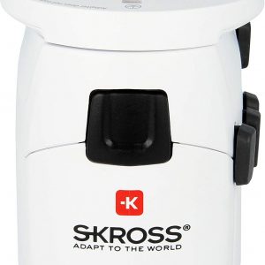 Skross Pro World Travel Adapter, 3-Pole Travel Adaptor with Slide System, Designed in Switzerland for More Than 205 Countries, 1.103175 White