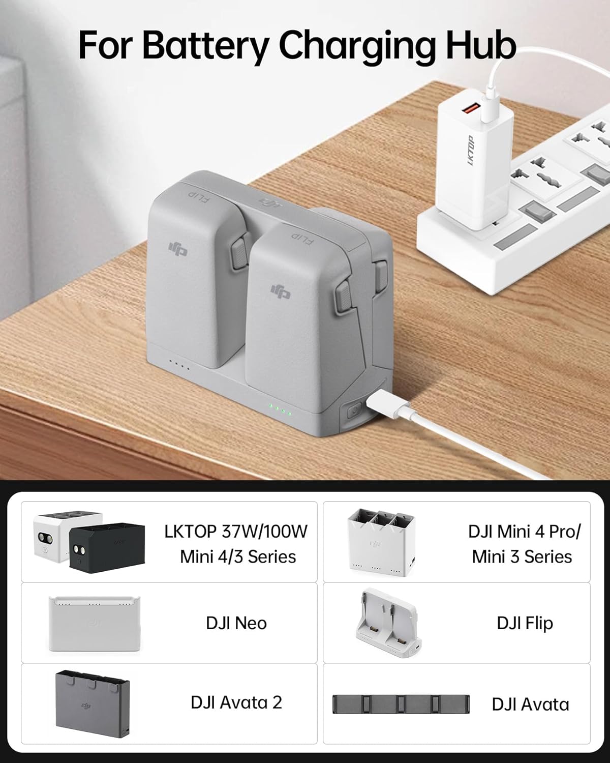 LKTOP 65W Super Fast Battery Charger USB-C/A Portable Charging for DJI/Specta Air 3/Mavic 3/Avata/Flip/Mini/Neo Series Drone, Charging Hub, Controller, Osmo Pocket 3/2, Action 6/5 Pro/4/3, Goggles 2 - Image 4