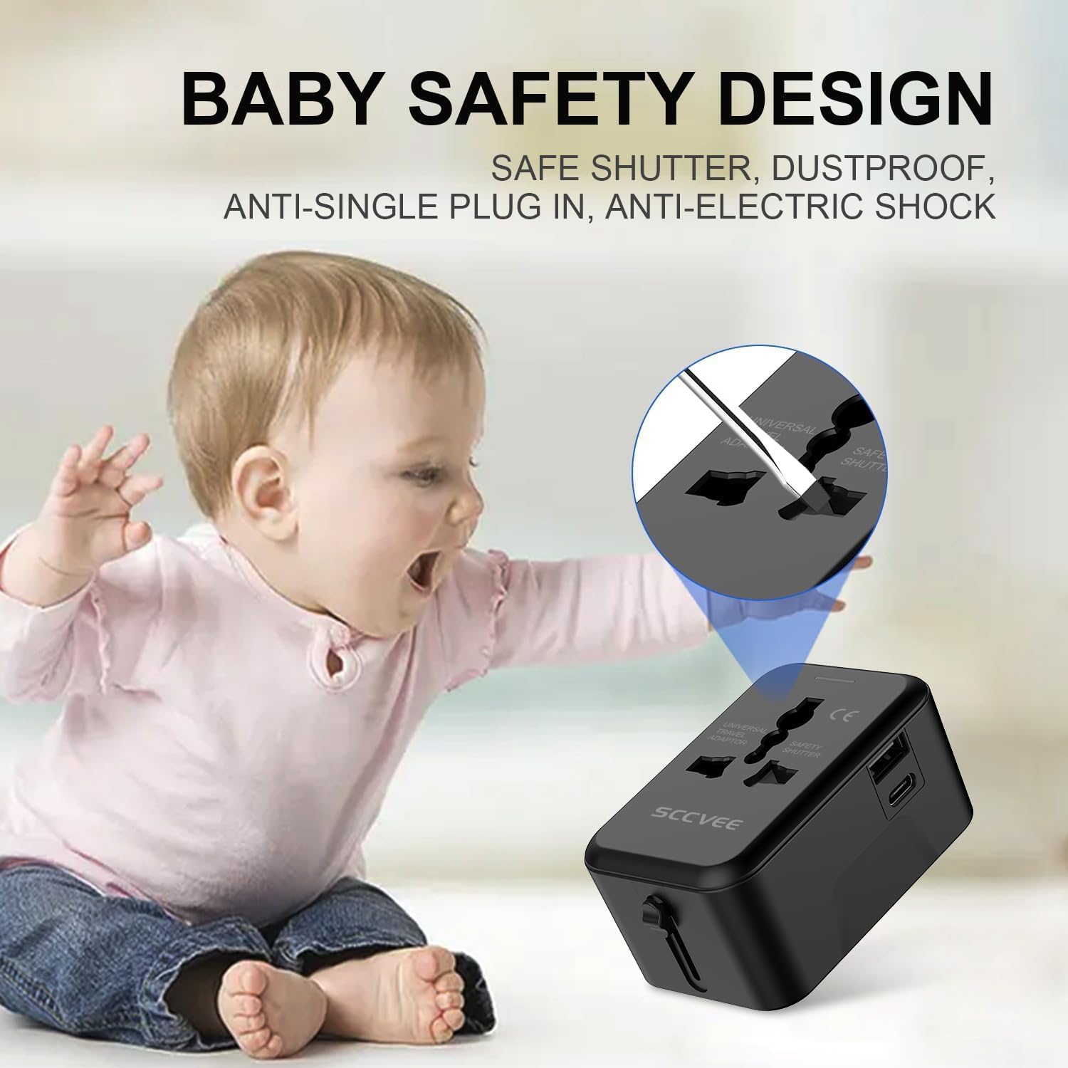 Universal Travel Adapter with USB C, International Power Plug Adapter All in One Worldwide Travel Adapter Power Converters Wall Charger AC Power Plug Adapter USB Type C Charger for USA EU UK AUS - Image 9