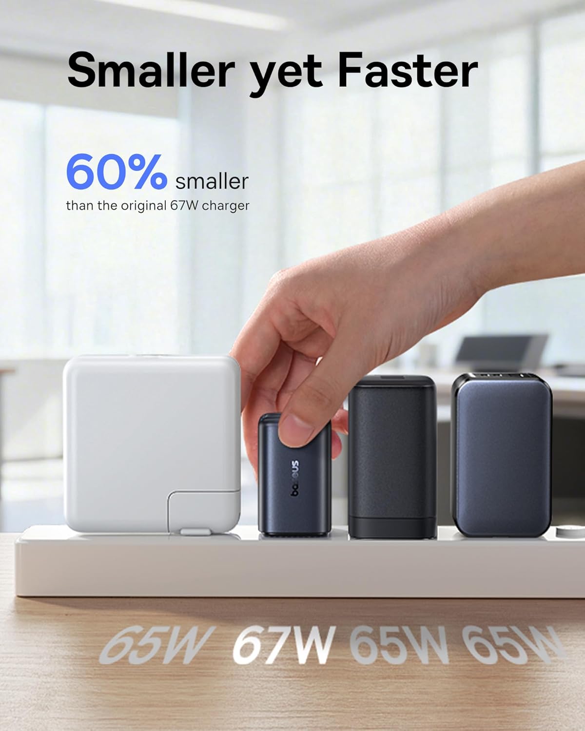 Baseus PICOGO 67W USB C Charger, Smallest 3 Port Fast Charging Block with Foldable Plug, PD/PPS for MacBook Air/Pro, iPhone 17/16/15 Series, Galaxy S25/24, Airpods 4 & More - Image 3