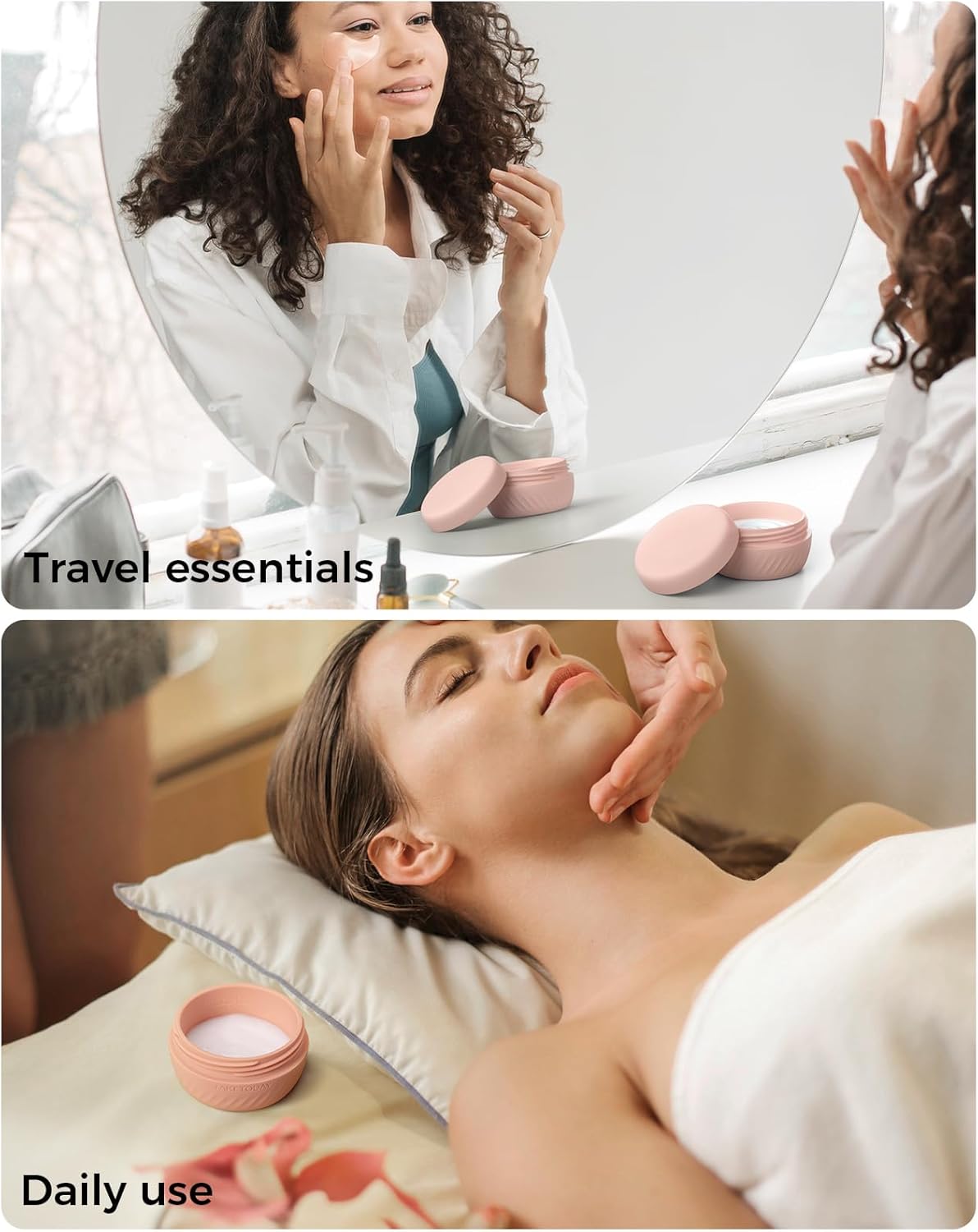 TakeToday Travel Containers for Toiletries, Leak-proof, TSA Approved, Refillable Silicone Cream Jars with Lid Travel Size Essential for Cosmetic toiletry Cream, 2oz, 4 Pack (Apricot) - Image 4