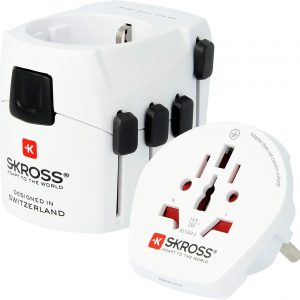Skross Pro World Travel Adapter, 3-Pole Travel Adaptor with Slide System, Designed in Switzerland for More Than 205 Countries, 1.103175 White