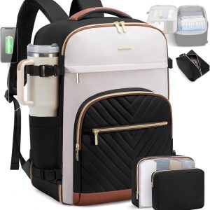 LOVEVOOK 40L Travel Backpack for Women & Men, TSA Personal Item Travel Bag Fits 18″ Laptop with 3 Packing Cubes, Airline Approved Large Weekender Waterproof Carry on Backpack for Airplanes