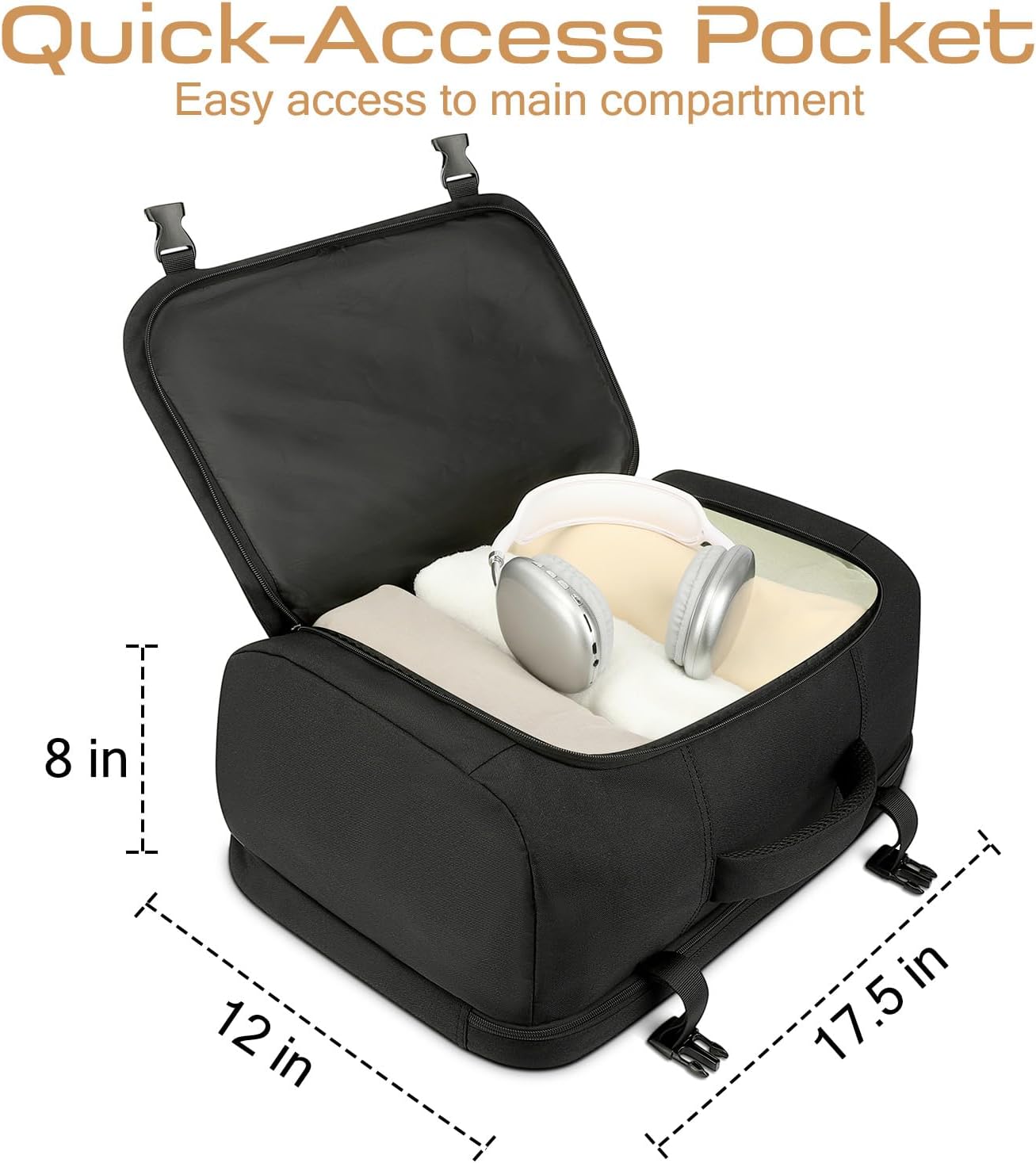 ZOMFELT Travel Backpack for Men Women, TSA Friendly Flight Approved Carry on Backpack, 15.6 Inch Laptop Backpack Water Resistant, Personal Item Travel Bag for Business Work College Computer Bag, Black - Image 4