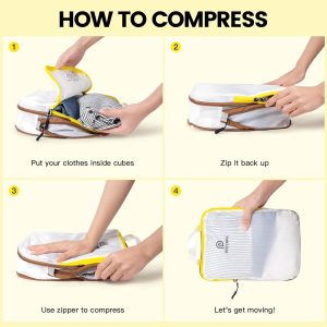 Lightweight Compression Packing Cubes for Suitcases, Compressible Expandable Travel Packing Organizer with Clear Toiletries and Backpack Bag, Travel Essentials for Carry on Luggage 7 Set