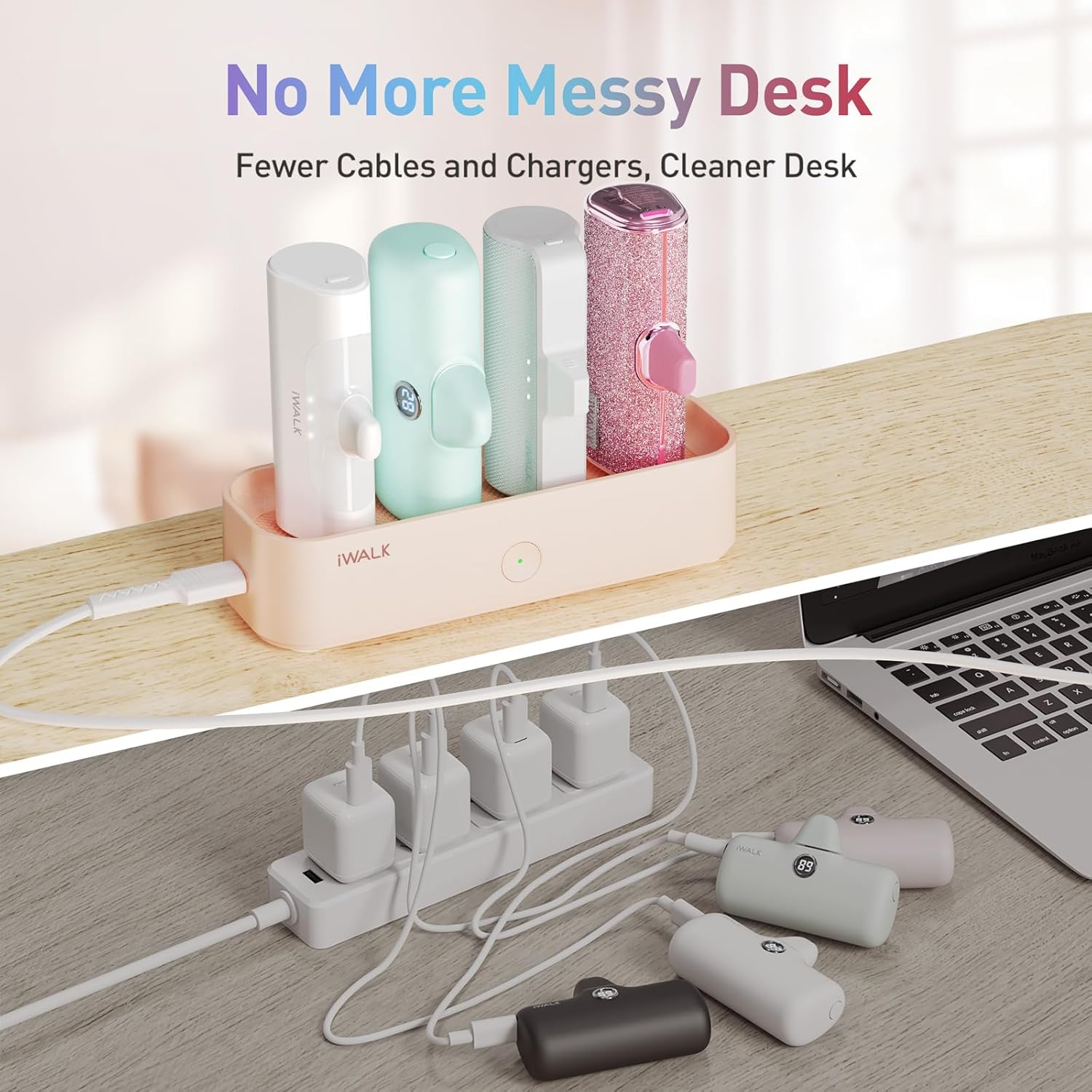 iWALK LinkPod Station for iWALK LinkPod Portable Charger 4500mAh, 4800mAh,5000mAh Power Bank for iPhone Charging Station Multiple USB-C Family-Sized Charger Station for Home(Station Only), Pink - Image 6