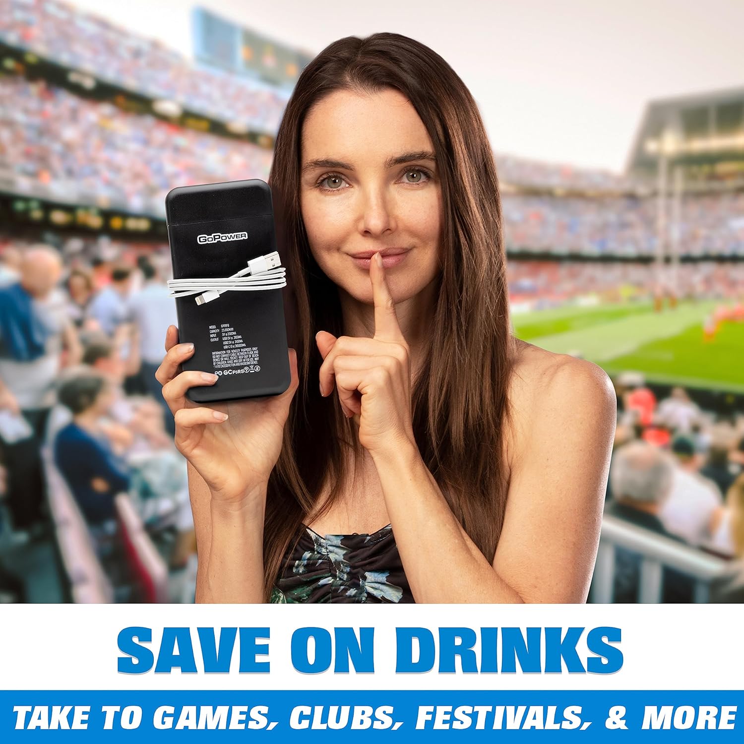 GoPong Power Bank Flask (8 oz) - Hidden Alcohol Travel Flask – Secret Liquor Container for Beaches, Cruises, and Sports Events – Includes Funnel & Spout - Image 3