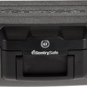 SentrySafe Fireproof Safe with Key Lock, Chest Lock Box for Home or Travel Secures Money, Documents, 0.18 Cubic Feet, 6.1 x 14.3 x 11.2 Inches, 1210