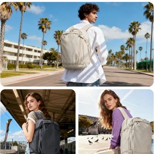 BAGSMART Blast Travel Backpack, 15.6 Inch Carry On Backpack Flight Approved, TSA Approved Personal Item Travel Bag, Water Resistant Weekender Bag Luggage Daypack, Beige