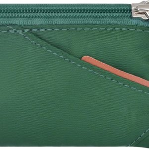 RFID Travel Wallet with Adjustable Lanyard-Zipper Small Wallet with ID Card Holder, Keychain for women&men-Minimalist Slim Waterproof Nylon case for ID, Cash, Key (Forest Green)
