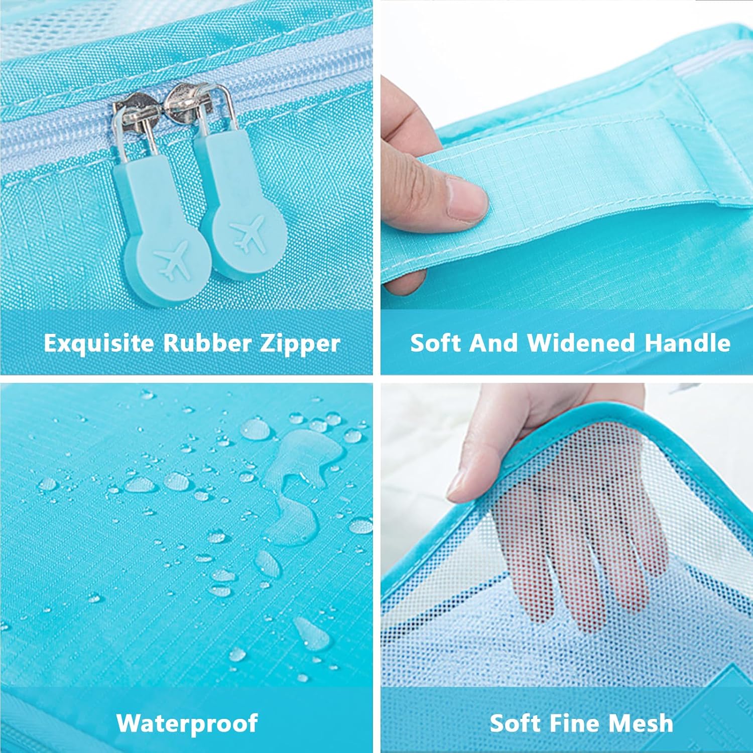 6 Set Packing Cubes for Travel Luggage Packing Bags Reusable Lightweight Suitcase Organizer Cubes Set for Travel Accessories (Sky Blue) - Image 5