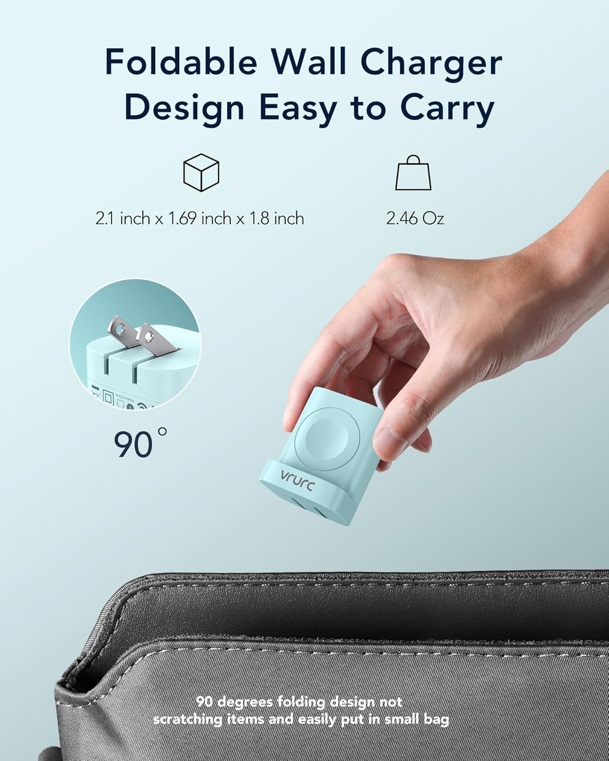 VRURC for Apple Watch Charger, Wireless Magnetic Portable iWatch Charger, PD 20W 3-in-1 Travel Essentials Fast Charging Block for iWatch Ultra/SE/11/10/9/8/7/6/5,iPhone 17/16/15/14/13 etc-Green - Image 4