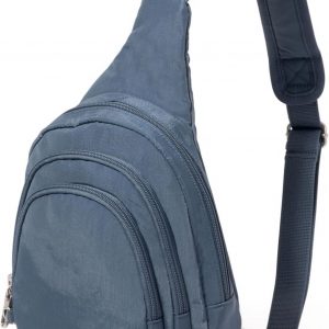Baggallini Securtex® Anti-Theft Triple Zip Sling 8.6″x15.2″ Travel Crossbody Backpack with RFID Wallet Locking Zipper