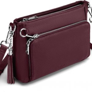 befen Anti Theft Genuine Leather Crossbody Bags for Women Handbags and Shoulder Basg with Built in Wallet RFID Leather Purse