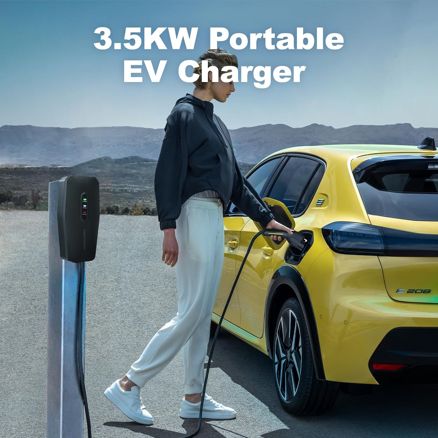 Level 1&2 EV Charger, Electric Vehicle Portable Charger with 20FT Cable, 3.5KW 16Amp Home EV Car Charging Station, 110V-240V NEMA 6-20 & NEMA 5-15 Plug Adapter, for All SAE J1772 - Image 2