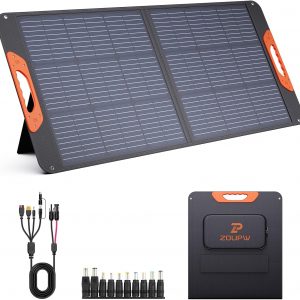 100W Portable Solar Panel with 5-in-1 Cable,23.5% Efficiency ETFE 20V Foldable Solar Charger for Jackery 300/500/1000V2 &Anker Solix,IP67 Waterproof Offgrid Power for Camping RV Battery Backup