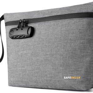Smell Proof Bag, Odor Proof Bag with Combination Lock, Durable Smell Proof Container with Carbon Lining, Secure Odorless Travel Pouch for Home & On-the-Go (Grey)