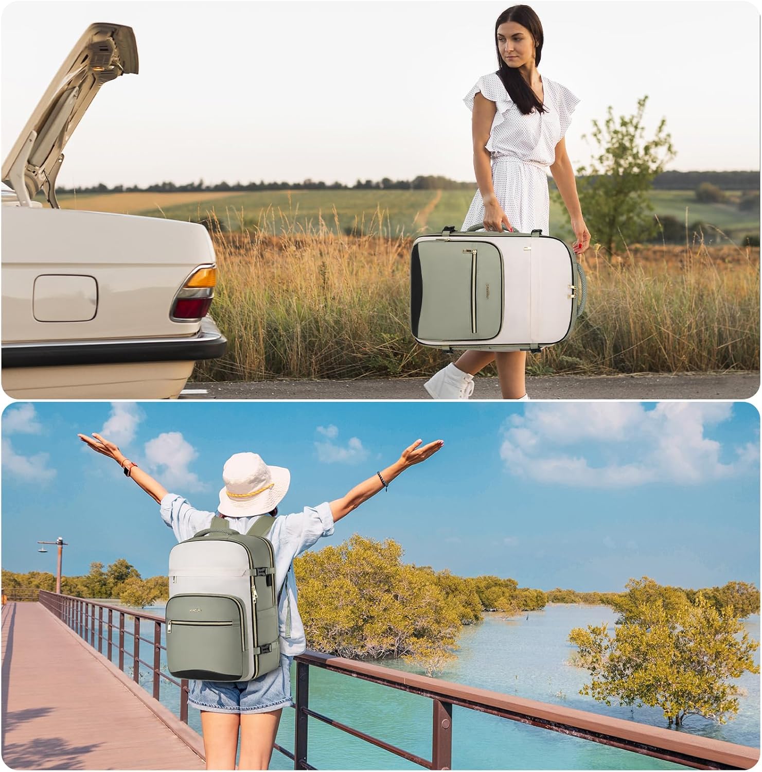 YAMTION 40L Large Travel Backpack for Women,Carry On Luggage with 4 Packing Cubes, Airline Approved Weekender Backpacks for Personal Items fits 17 Inch Laptop - Image 2