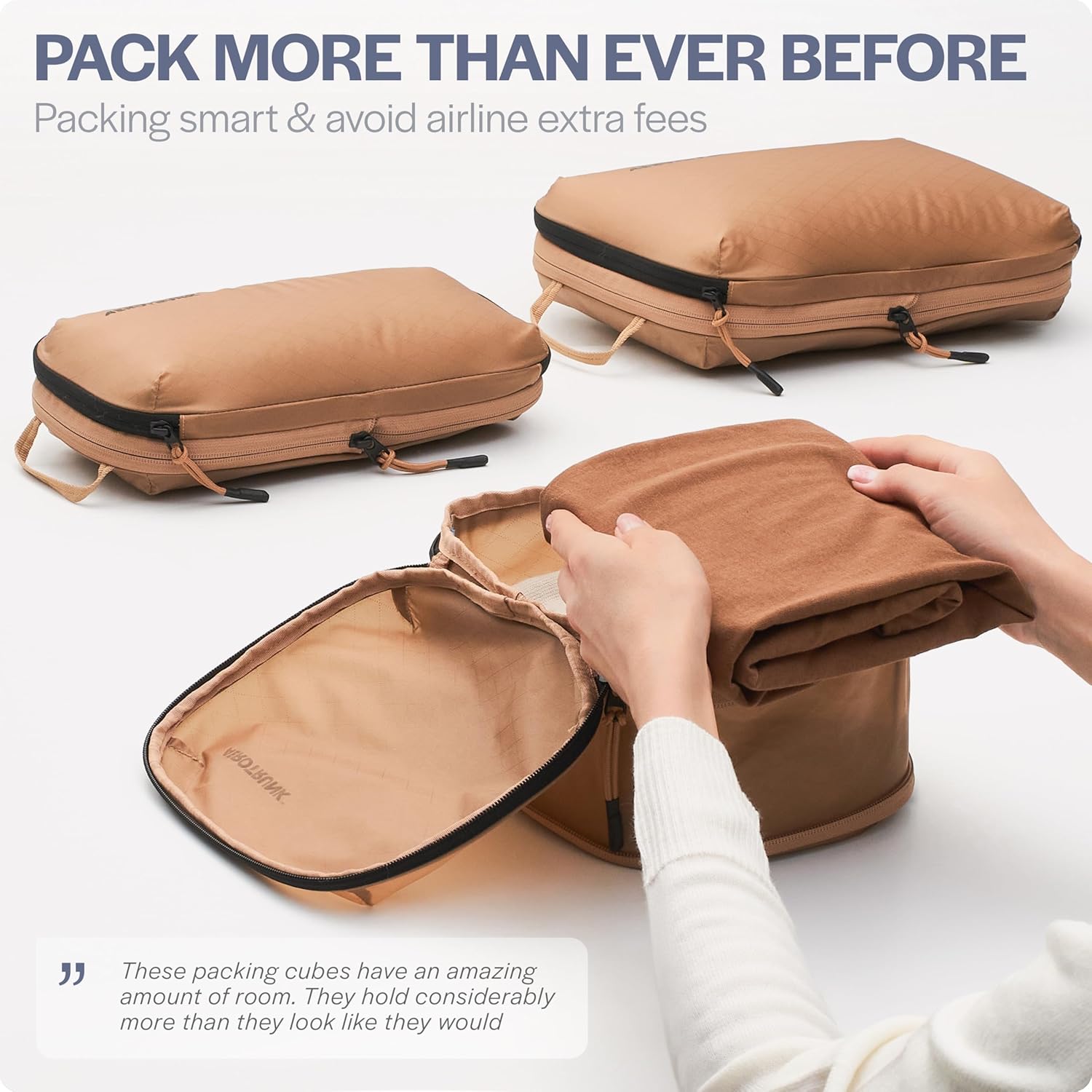 Aerotrunk Ultralight Compression Packing Cubes - Lightweight Travel Organizers for Suitcases and Luggage (6-Pack, Mocha) - Image 6
