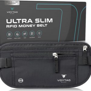 Travel Money Belt & Passport Holder – RFID Blocking Slim Travel Wallet & Fanny Pack for Men and Women – Essential Travel Pouch for Cash, Credit Cards, and Documents