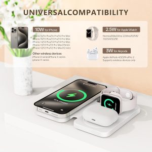 2026 Traveling Portable Wireless Mag-Safe Fast Charging Station,Magnetic 3 in 1 Charger for iPhone 17 16 15 14 13 12 Pro Max Plus,Apple Watch Series & Air pods 4 3 2 Pro-Gifts for Family