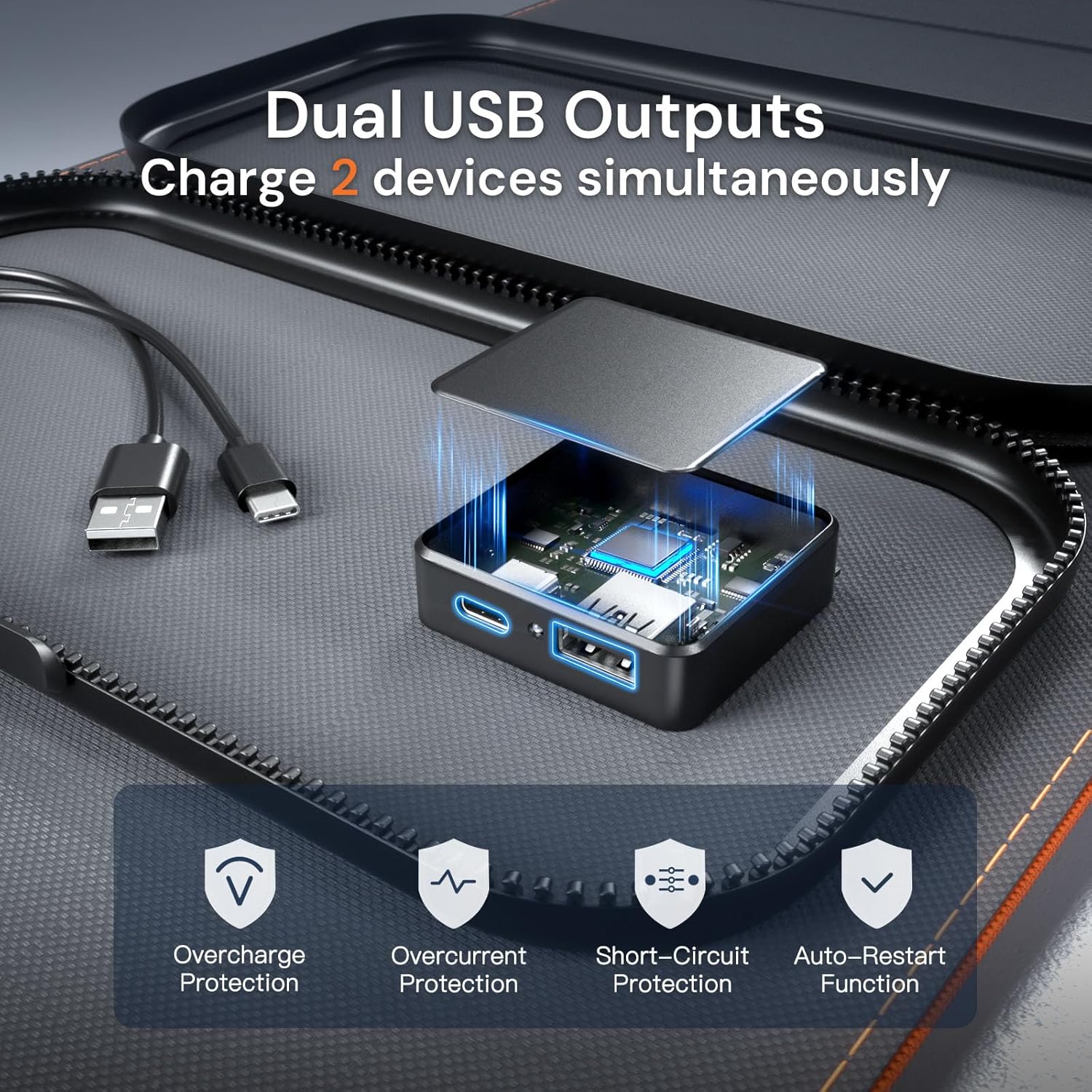 30W Portable Solar Panel Charger with USB and Type-C Outputs(5V/3A Max) for Phones, Power Banks, Tablets, Fast Charges 2 Devices at Once, IP67 Waterproof for Camping, Hiking, and Outdoor Activities - Image 4