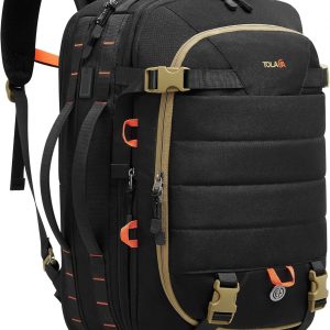 Tolaccea Carry on Travel Backpack, TSA Friendly Flight Approved Laptop Backpack Duffle Bag for Men Women with Dual Laptop Storage for 17.3″, USB Charging Port, Business Rucksack 40L-50L Expandable