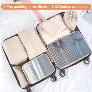 Packing Cubes for Travel – 8 Set Luggage Organizer Bags for Family, Mesh Breathable Travel Packing Cubes for Suitcases Durable Travel Essentials Bags Set
