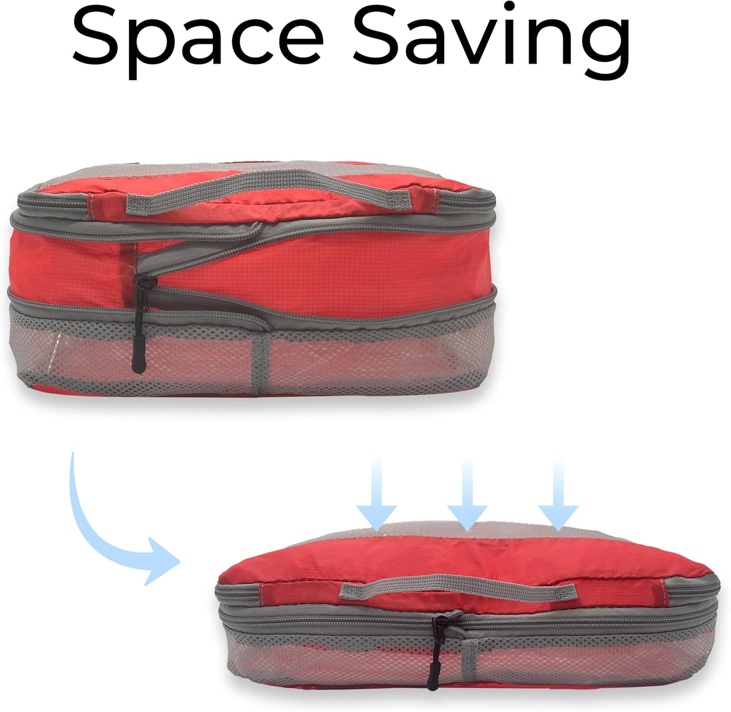Lewis N. Clark ElectroLight Expandable Compression-Packing Cube + Travel Organizer for Luggage, Suitcase or Carry On with Smart Design Grab Handle & Breathable Mesh, 2-Pack (1 Med, 1 Large), Red - Image 6