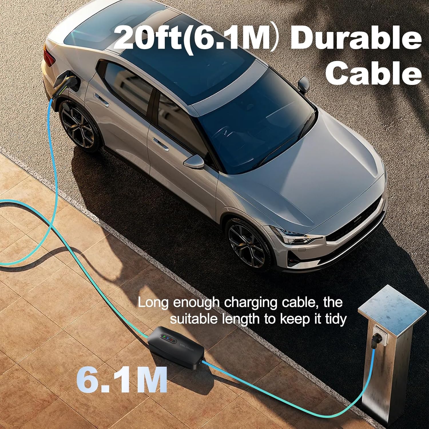 Level 1&2 EV Charger, Electric Vehicle Portable Charger with 20FT Cable, 3.5KW 16Amp Home EV Car Charging Station, 110V-240V NEMA 6-20 & NEMA 5-15 Plug Adapter, for All SAE J1772 - Image 7