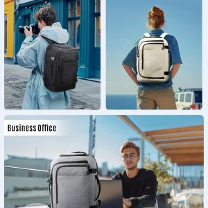 LIGHT FLIGHT Travel Backpack Carry On Flight Approved TSA Friendly Backpack Water-resistant Lightweight Business Large Weekender Bag Casual Daypack 15.6″ Laptop Backpack for Men Women,Black