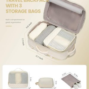 LOVEVOOK Travel Backpack for Women, Carry on Backpack for Airplanes,TSA Personal Item Travel Bag fits 15.6″ Laptop,Travel Essentials Carry On Bag Flight Approved with 3 Packing Cubes