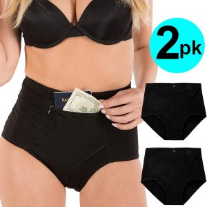 Barbra Lingerie Women’s Travel Pocket Underwear Girdle Brief Panties S-5XL