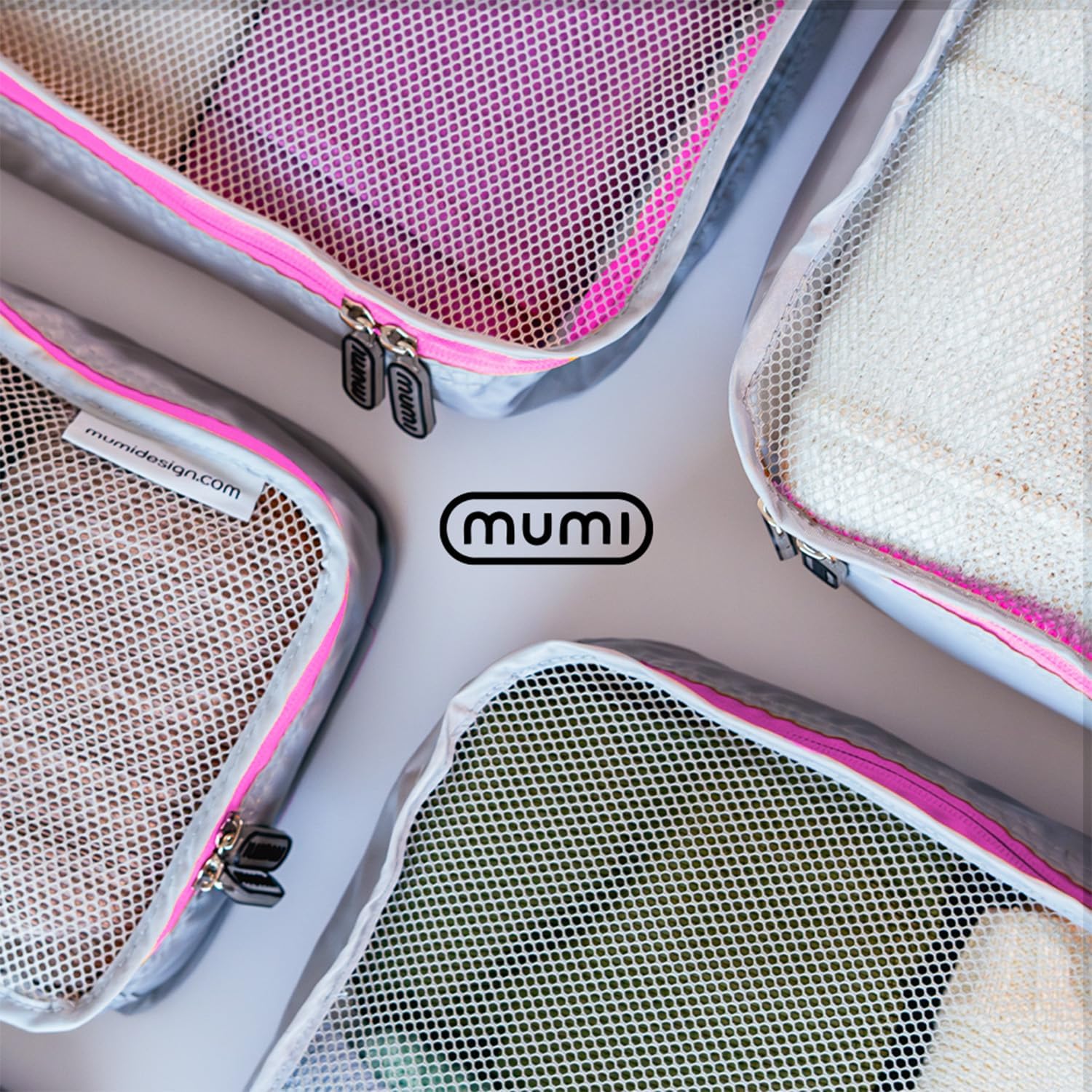 MUMI Packing Cubes - 5 Compression Packing Cubes for Travel, Luggage Organizer Bags for Suitcases, Carry-On, Duffle or Backpack – Mesh, Waterproof Bags for Clothes, Kids & Travel Accessories - Pink - Image 3