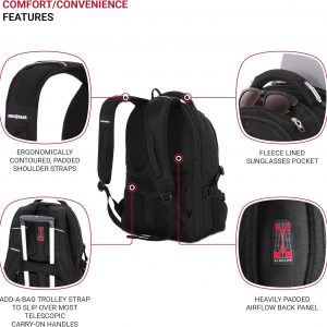 SwissGear 2769 ScanSmart Laptop Backpack, Fits Most 16 Inch Laptops, TSA Friendly, Work, School, Men’s and Women’s, Black