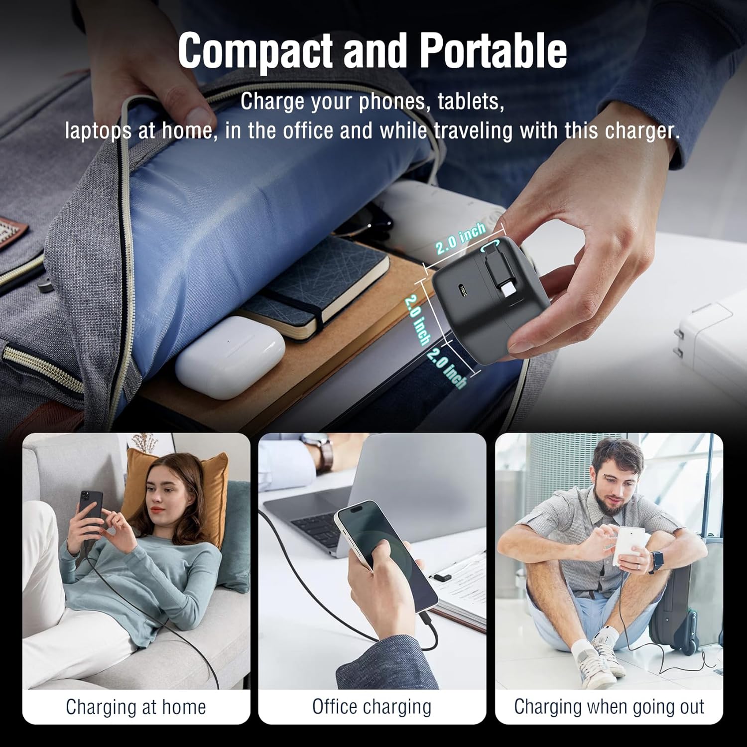 Retractable Wall Charger, 35W PD Fast Charger Block with Type C Retractable Cable (31.5 inch) and Type C Ports, Portable Charger Adapter for iPhone 17/16/15 Pro Max/Galaxy/Pixel & More - Image 8