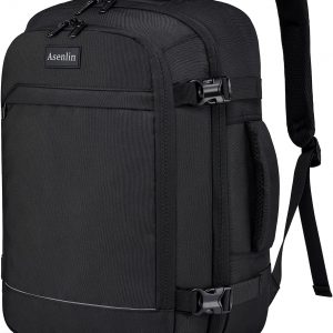Asenlin Travel Backpack for Women and Men,Fit 15.6 Inch Carry on Backpack Flight Approved Luggage，Weekender Bag Water Resistant Laptop Backpack-Black