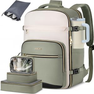 YAMTION 40L Large Travel Backpack for Women,Carry On Luggage with 4 Packing Cubes, Airline Approved Weekender Backpacks for Personal Items fits 17 Inch Laptop