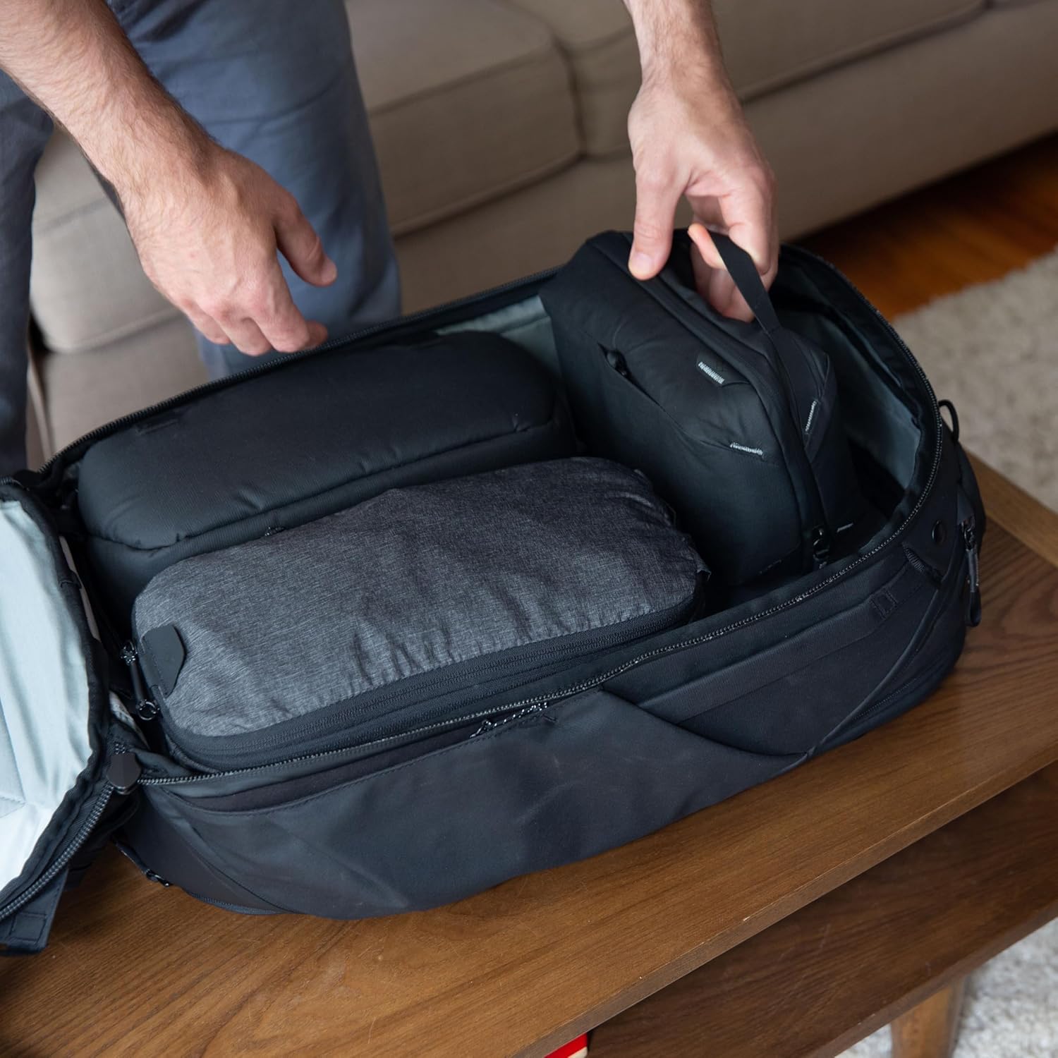 Peak Design Packing Cube, Charcoal, Weatherproof Luggage Cube with Dual Compartment Organization, Expansion and Compression, Zipper Opening, Travel Organizer for Men and Women, Size S - Image 8