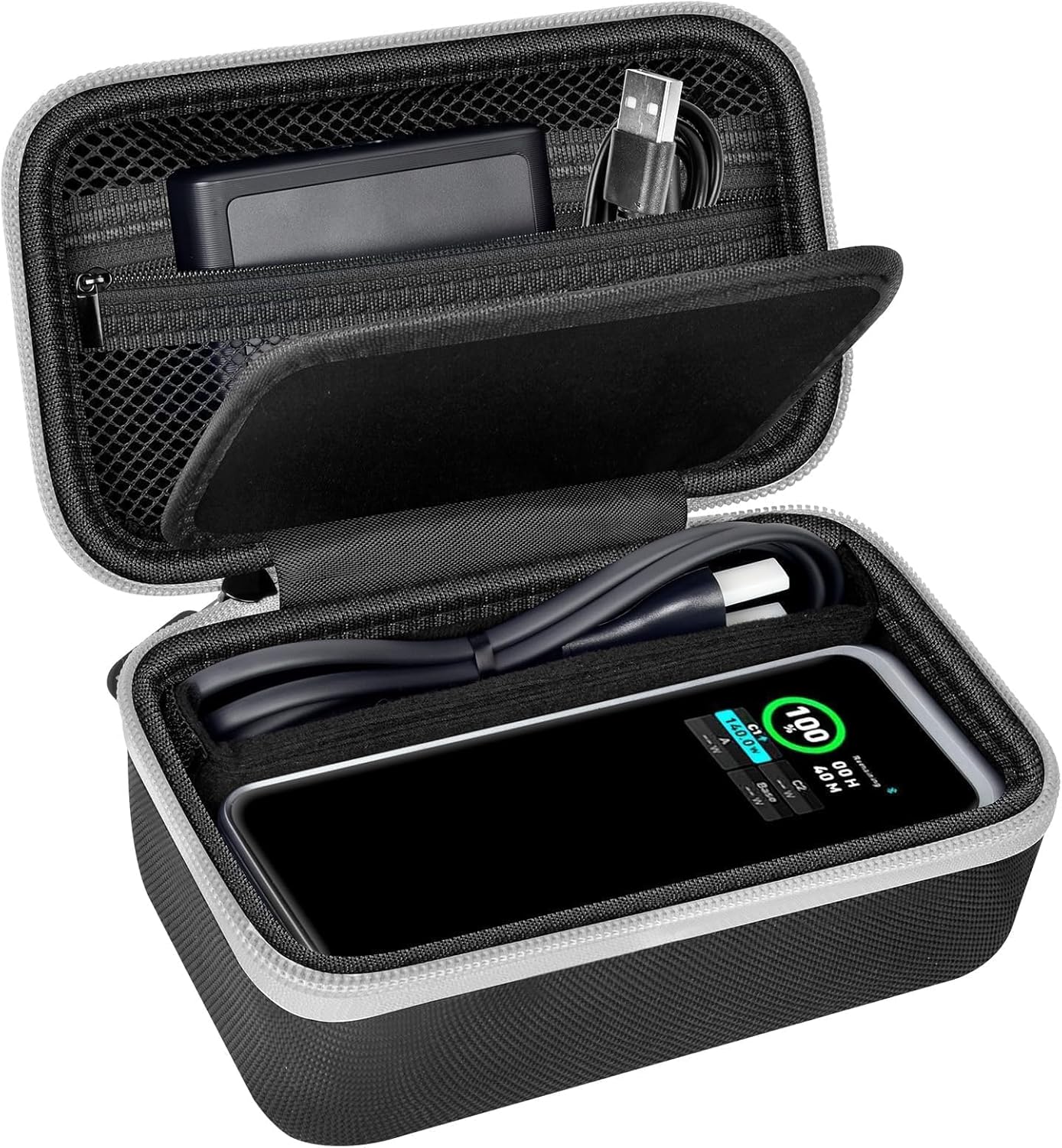 Case Compatible with Anker Prime Power Bank 26250, 27650, 20100, 25000mAh & Charging Base, Storage Travel Holder for Anker Laptop 737 Portable Chargers Prime USB C Cable, Adapter (Box Only)-Black