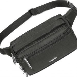 Baggallini Securtex Anti-theft Belt Bag 8.8″x5.5″ Crossbody Fanny Pack for Women RFID Wallet Locking Zipper Travel Purse